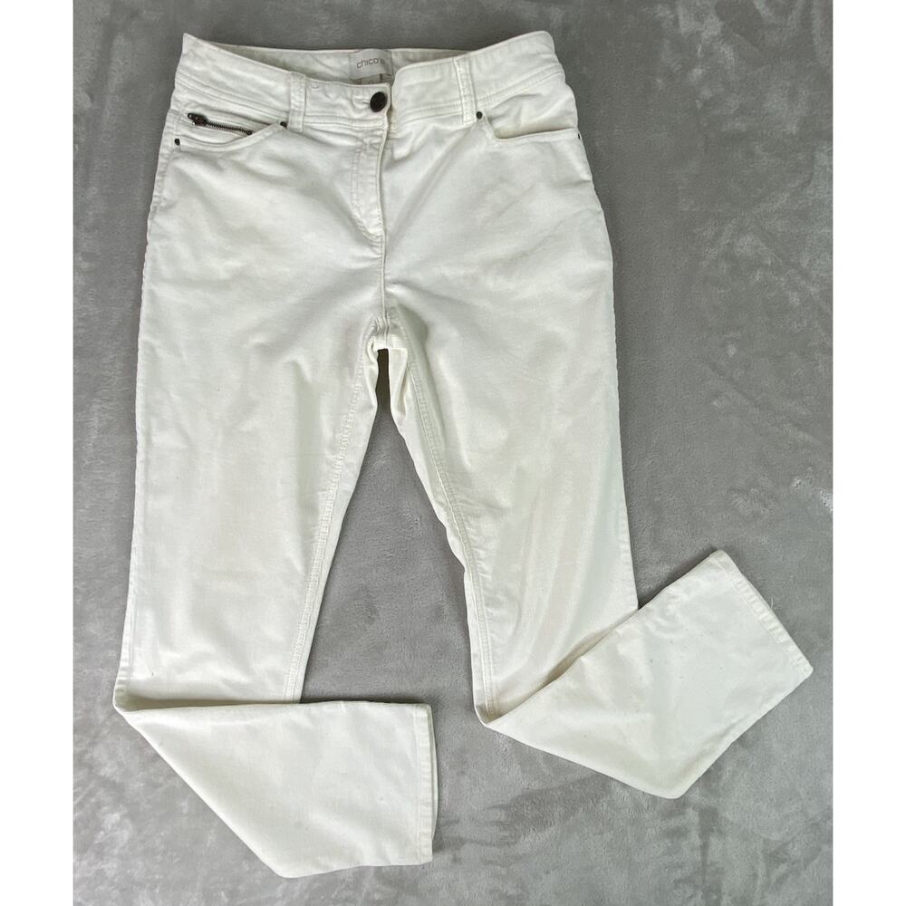 Chicos White Corduroy Pants Women’s Size 0 Inseam 30 Straight Leg